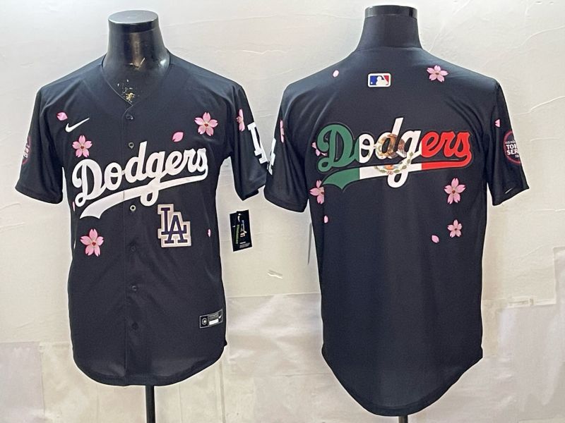 Men Nike 2026 Los Angeles Dodgers Blank Black Sakura Edition Game MLB Jersey 0010